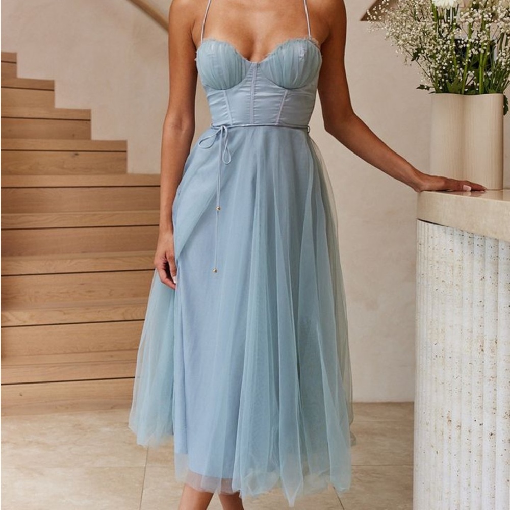 Smitten sweetheart neckline chiffon midi dress SAGE